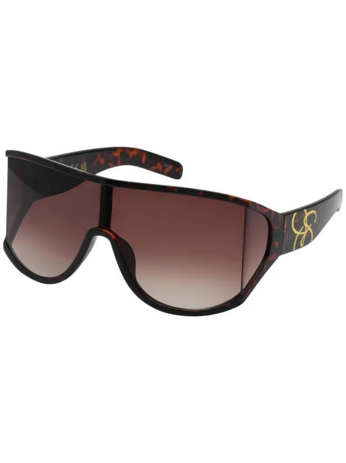 Women Oversized Square Wrap Shield Sunglasses In Tortoise Jessica Simpson Sunglasses