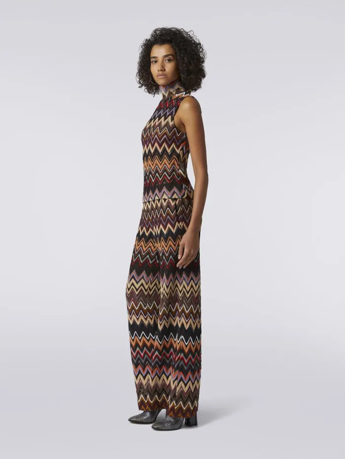 Women Palazzo Trousers In Wool And Viscose With Zigzag Pattern Multicoloured Missoni Trousers Women Palazzo Trousers In Wool And Viscose With Zigzag Pattern Multicoloured Missoni Trousers