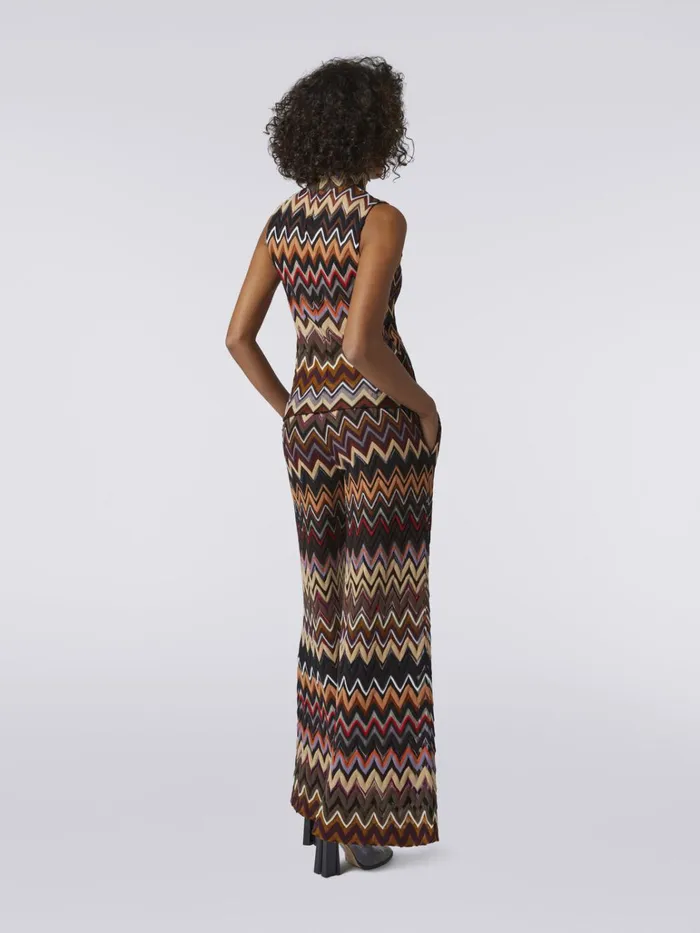 Women Palazzo Trousers In Wool And Viscose With Zigzag Pattern Multicoloured Missoni Trousers Women Palazzo Trousers In Wool And Viscose With Zigzag Pattern Multicoloured Missoni Trousers