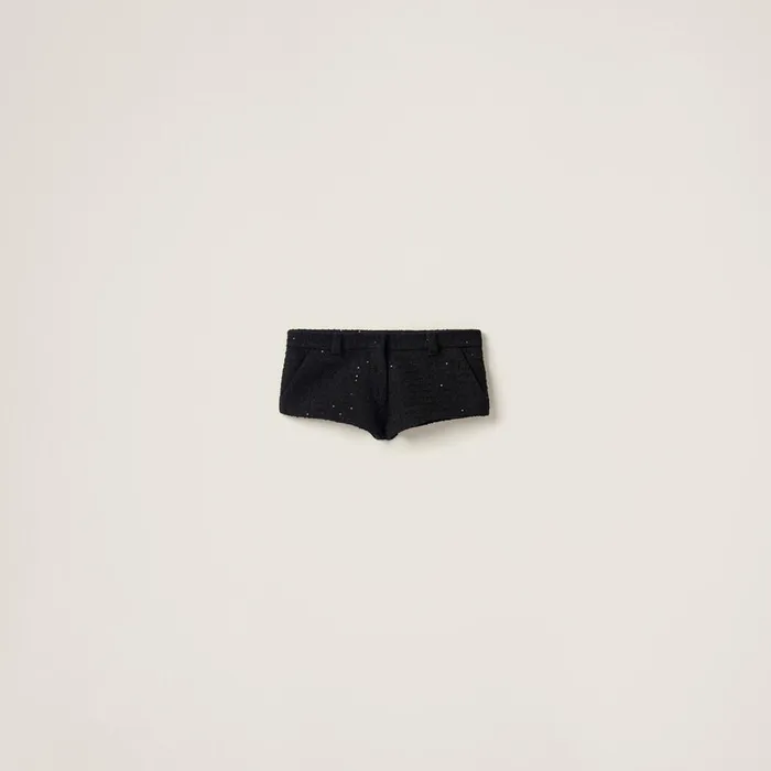 Women Pants And Shorts Miu Miu Boucl Shorts Black