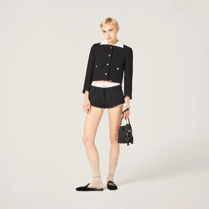 Women Pants And Shorts Miu Miu Boucl Shorts Black Women Pants And Shorts Miu Miu Boucl Shorts Black
