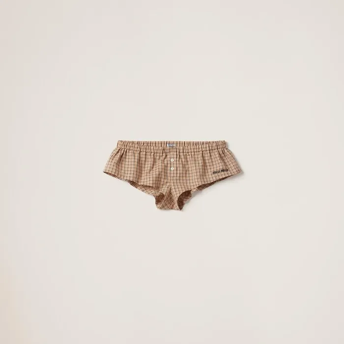 Women Pants And Shorts Miu Miu Checked Boxer Shorts Cord