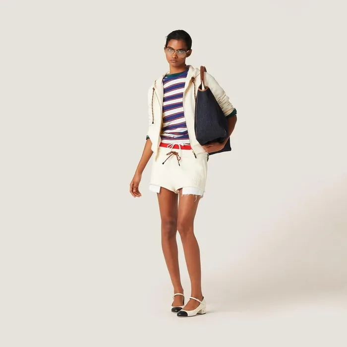 Women Pants And Shorts Miu Miu Cotton Fleece Shorts Natural Women Pants And Shorts Miu Miu Cotton Fleece Shorts Natural