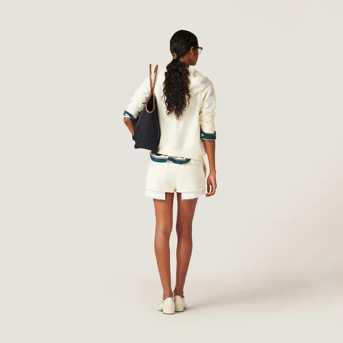 Women Pants And Shorts Miu Miu Cotton Fleece Shorts Natural Women Pants And Shorts Miu Miu Cotton Fleece Shorts Natural