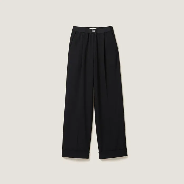 Women Pants And Shorts Miu Miu Grain De Poudre Pants Black