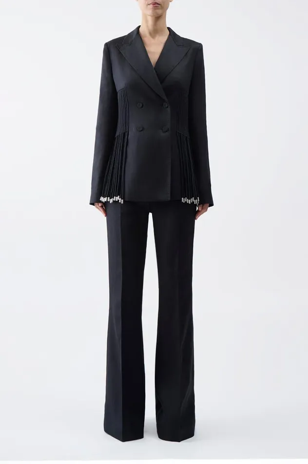 Women Pants Gabriela Hearst Rhein Pant In Black Textured Linen