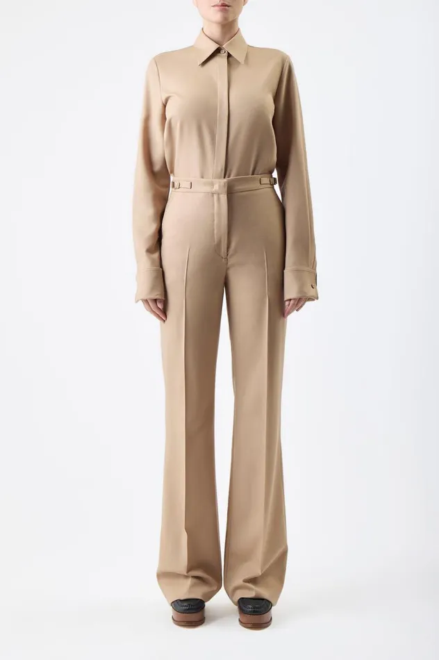Women Pants Gabriela Hearst Vesta Pant In Camel Virgin Wool Twill