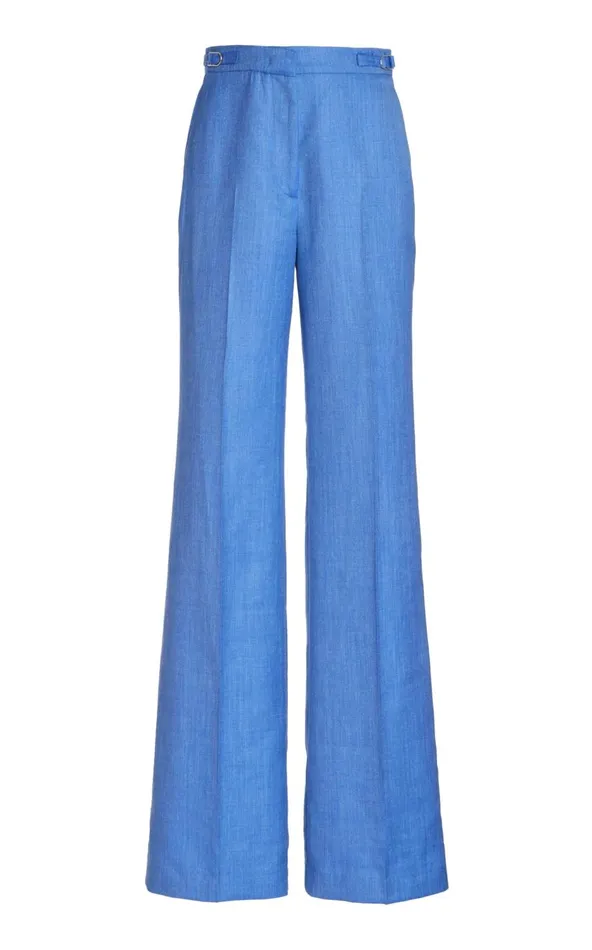 Women Pants Gabriela Hearst Vesta Pant In Sapphire Virgin Wool And Silk Linen
