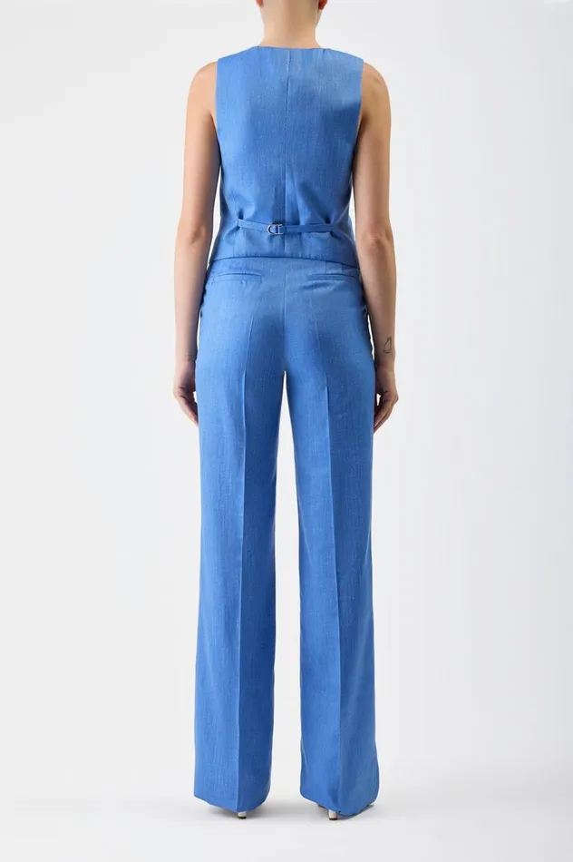 Women Pants Gabriela Hearst Vesta Pant In Sapphire Virgin Wool And Silk Linen