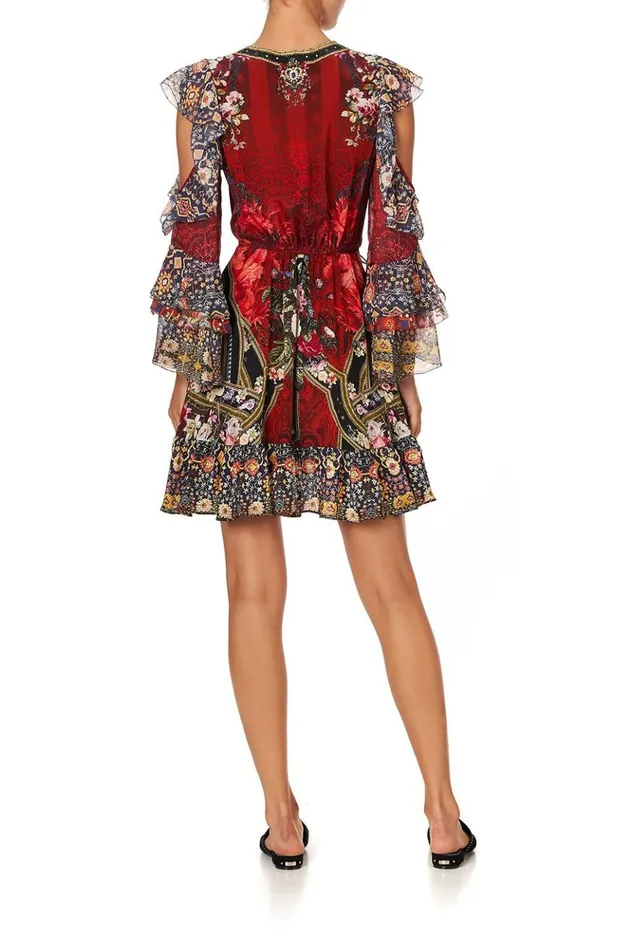 Women Party Dresses Camilla Cold Shoulder Ruffle Wrap Mini Dress Stories Of A Station