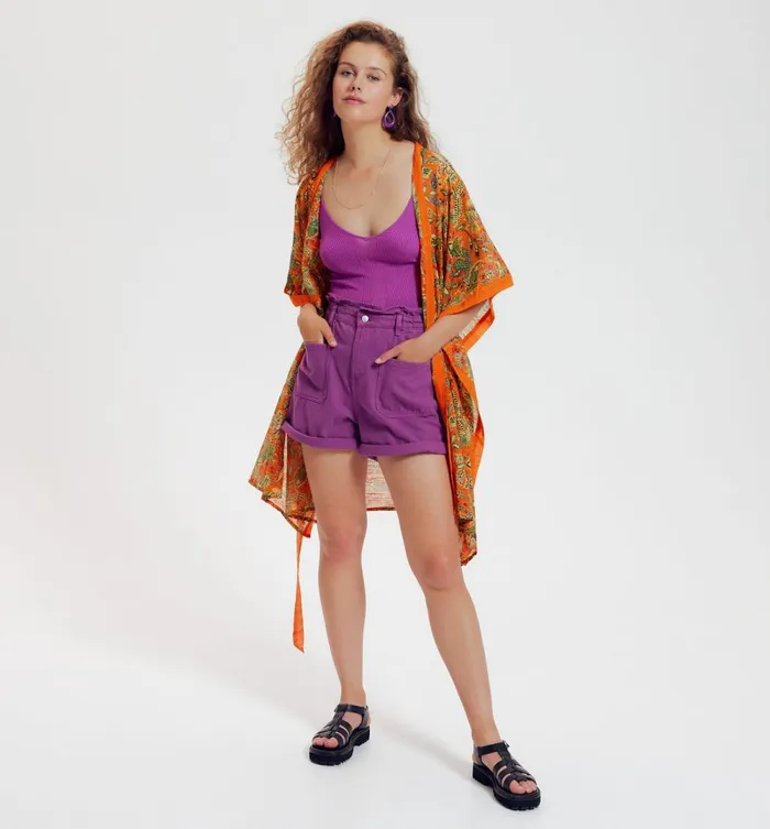 Women Patterned Belted Kimono 8211 Orange Print Promod Jackets Women Patterned Belted Kimono 8211 Orange Print Promod Jackets