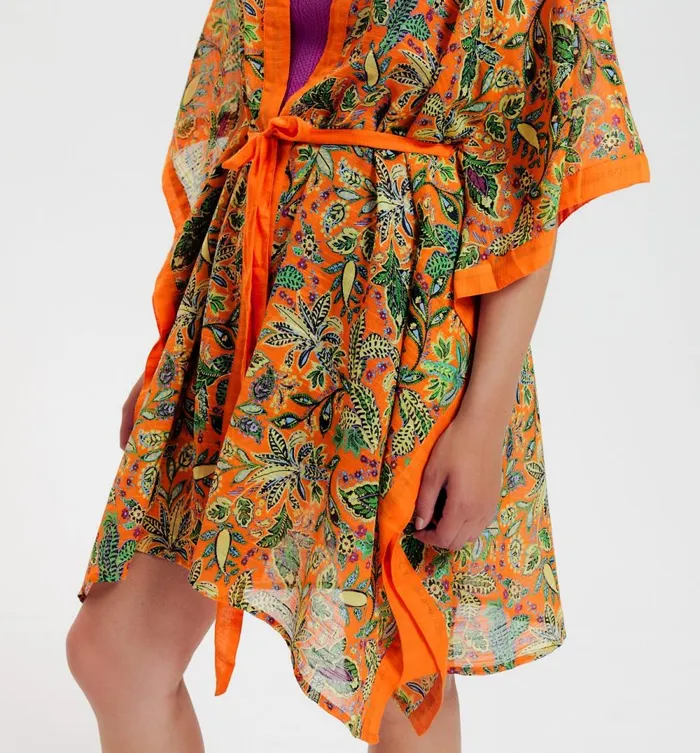Women Patterned Belted Kimono 8211 Orange Print Promod Jackets Women Patterned Belted Kimono 8211 Orange Print Promod Jackets