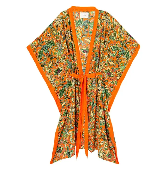 Women Patterned Belted Kimono 8211 Orange Print Promod Jackets Women Patterned Belted Kimono 8211 Orange Print Promod Jackets