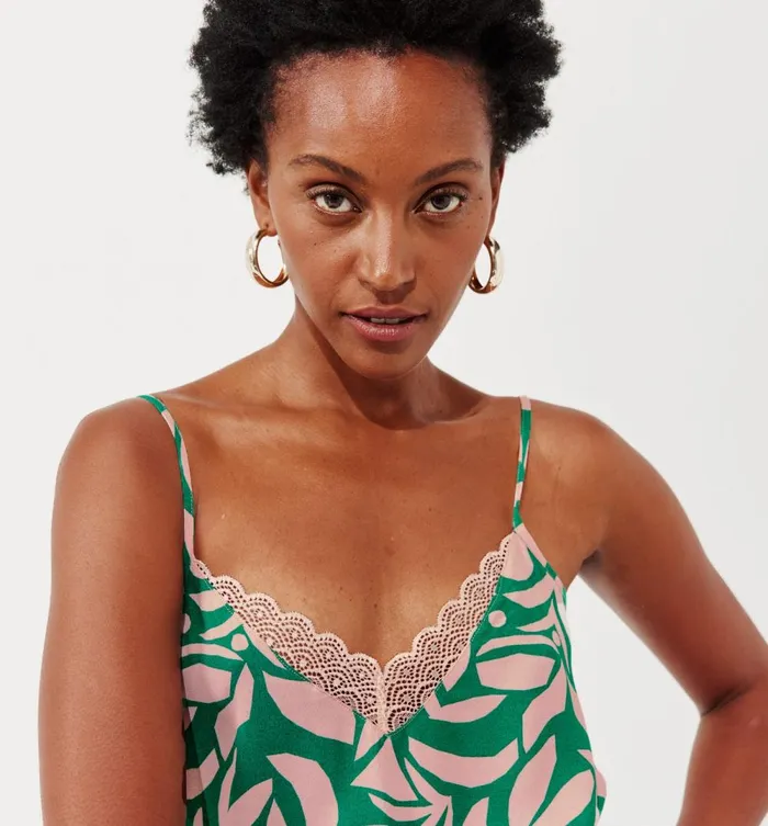 Women Patterned Strappy Top 8211 Green Print Promod Tops Women Patterned Strappy Top 8211 Green Print Promod Tops