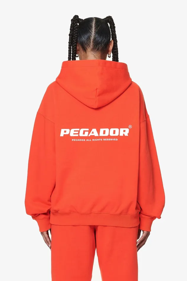 Women Pegador Hoodies Atna Logo Oversized Hoodie Washed Signal Red