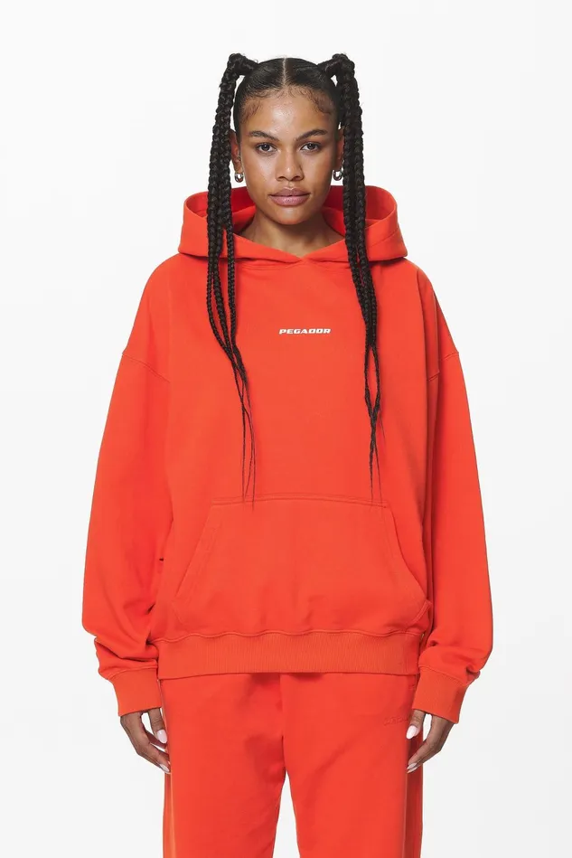 Women Pegador Hoodies Atna Logo Oversized Hoodie Washed Signal Red Women Pegador Hoodies Atna Logo Oversized Hoodie Washed Signal Red