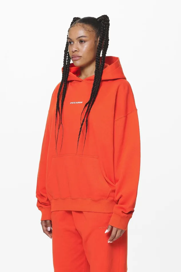 Women Pegador Hoodies Atna Logo Oversized Hoodie Washed Signal Red Women Pegador Hoodies Atna Logo Oversized Hoodie Washed Signal Red