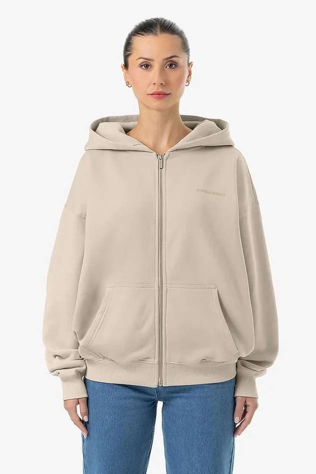 Women Pegador Hoodies Clarita Oversized Sweat Jacket Washed Light Beige Gum