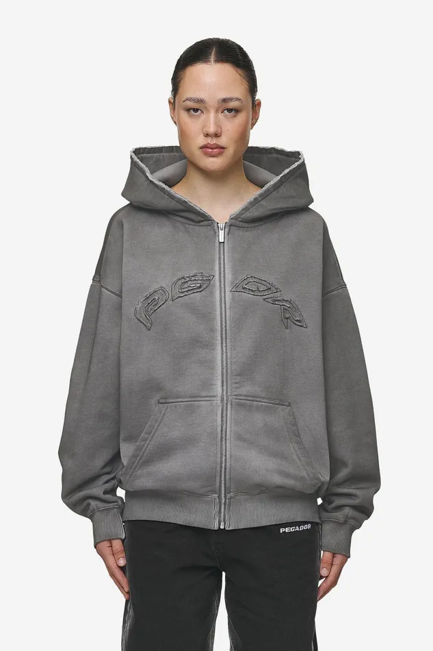 Women Pegador Hoodies Julia Oversized Sweat Jacket Oil Dyed Deep Grey