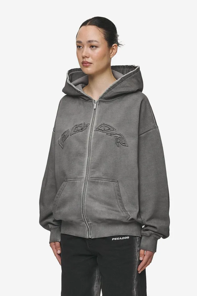 Women Pegador Hoodies Julia Oversized Sweat Jacket Oil Dyed Deep Grey Women Pegador Hoodies Julia Oversized Sweat Jacket Oil Dyed Deep Grey