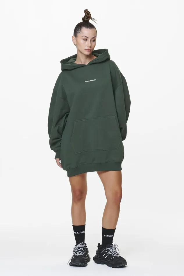Women Pegador Hoodies Malm Logo Oversized Hoodie Dress Washed Sage Green Women Pegador Hoodies Malm Logo Oversized Hoodie Dress Washed Sage Green