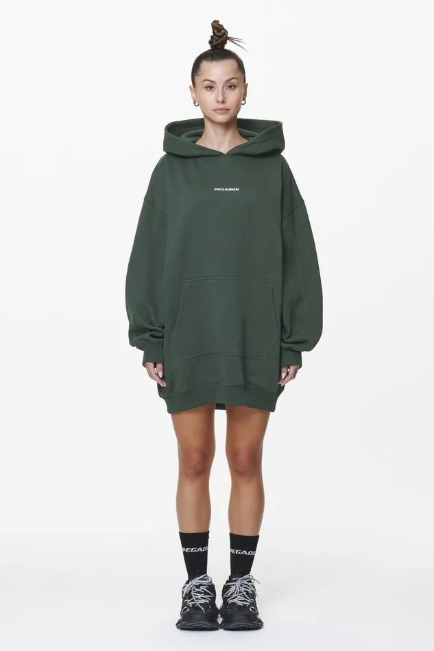 Women Pegador Hoodies Malm Logo Oversized Hoodie Dress Washed Sage Green Women Pegador Hoodies Malm Logo Oversized Hoodie Dress Washed Sage Green