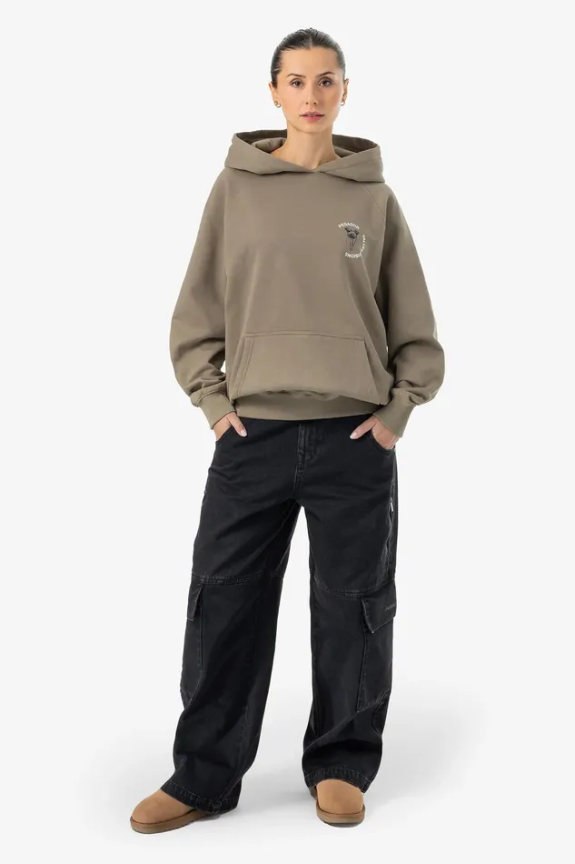 Women Pegador Hoodies Roya Oversized Raglan Hoodie Washed Desert Taupe