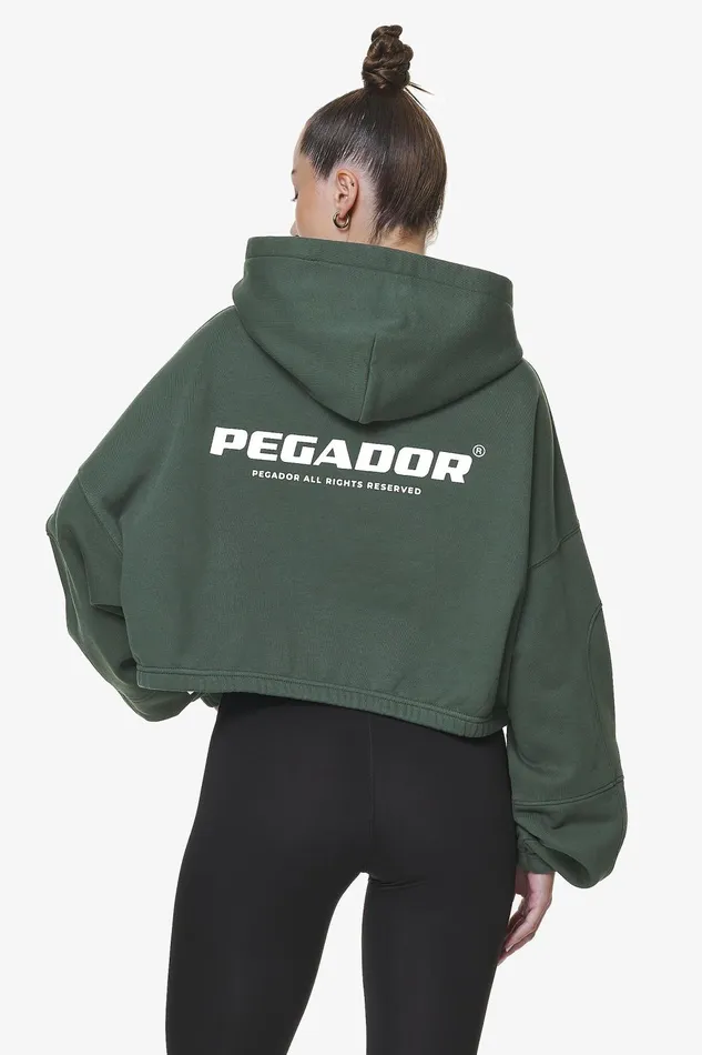 Women Pegador Hoodies Skei Logo Oversized Cropped Hoodie Washed Sage Green