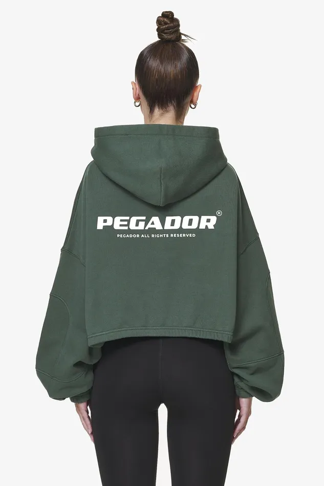 Women Pegador Hoodies Skei Logo Oversized Cropped Hoodie Washed Sage Green Women Pegador Hoodies Skei Logo Oversized Cropped Hoodie Washed Sage Green