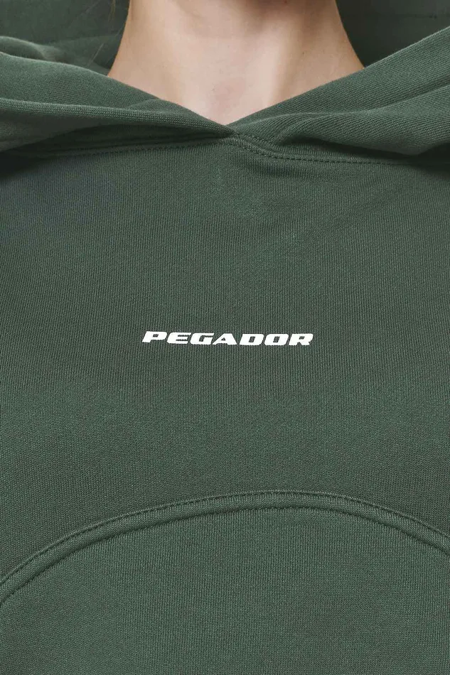 Women Pegador Hoodies Skei Logo Oversized Cropped Hoodie Washed Sage Green Women Pegador Hoodies Skei Logo Oversized Cropped Hoodie Washed Sage Green