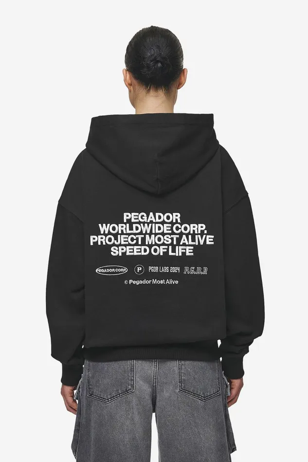 Women Pegador Hoodies Sora Oversized Hoodie Washed Black
