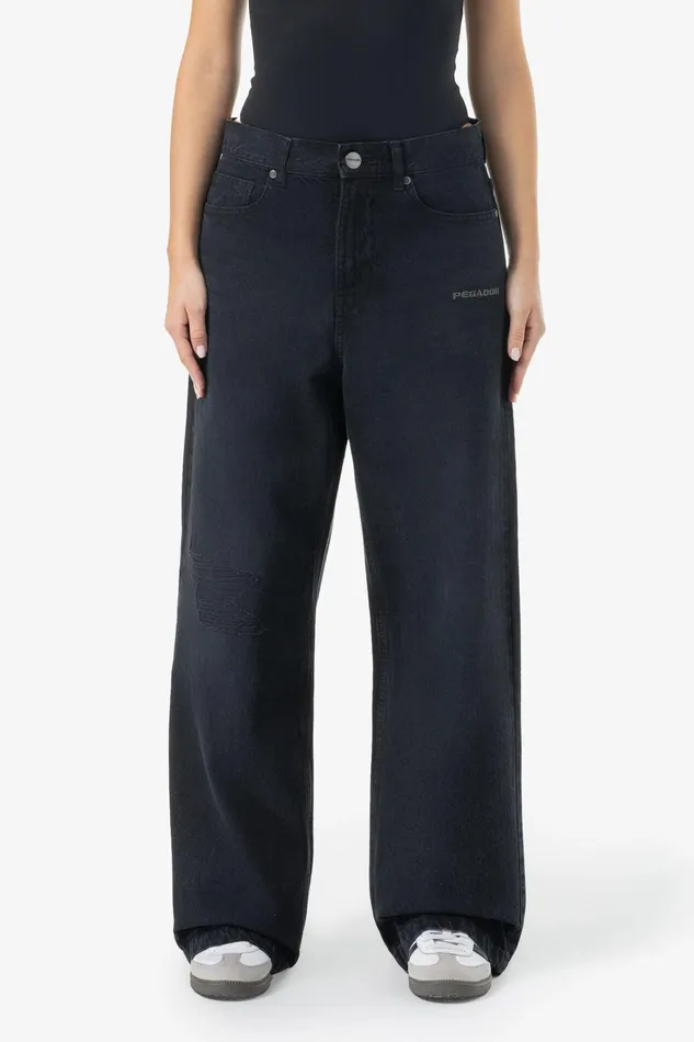 Women Pegador Jeans Mally Super Baggy Jeans Washed Black