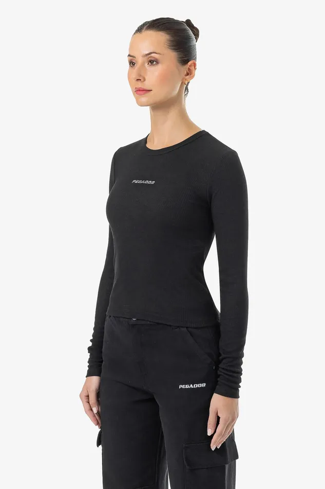 Women Pegador Longsleeves Nina Long Sleeve Washed Black Dark Grey Women Pegador Longsleeves Nina Long Sleeve Washed Black Dark Grey