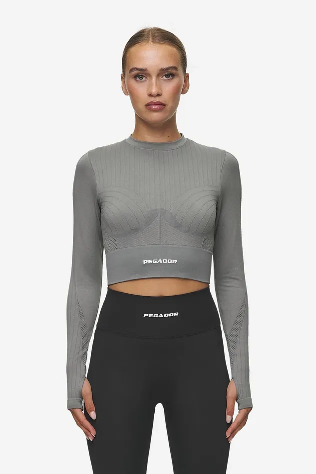 Women Pegador Longsleeves Telly Rib Longsleeve Washed Deep Grey