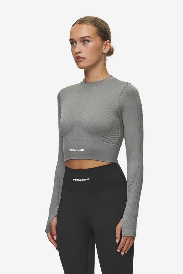 Women Pegador Longsleeves Telly Rib Longsleeve Washed Deep Grey Women Pegador Longsleeves Telly Rib Longsleeve Washed Deep Grey