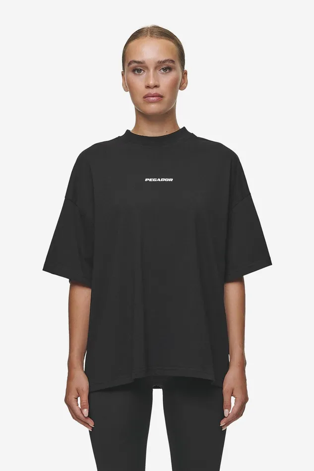 Women Pegador Tees Bracy Heavy Oversized Tee Black White Gum