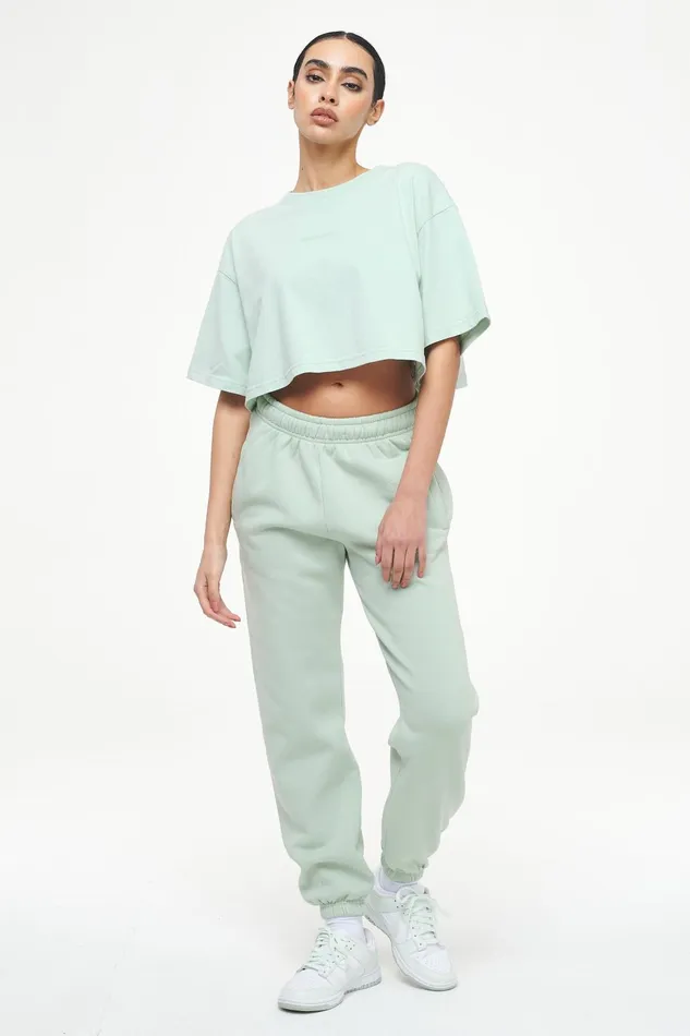 Women Pegador Tees Layla Oversized Cropped Tee Vintage Washed Milky Green Gum Women Pegador Tees Layla Oversized Cropped Tee Vintage Washed Milky Green Gum