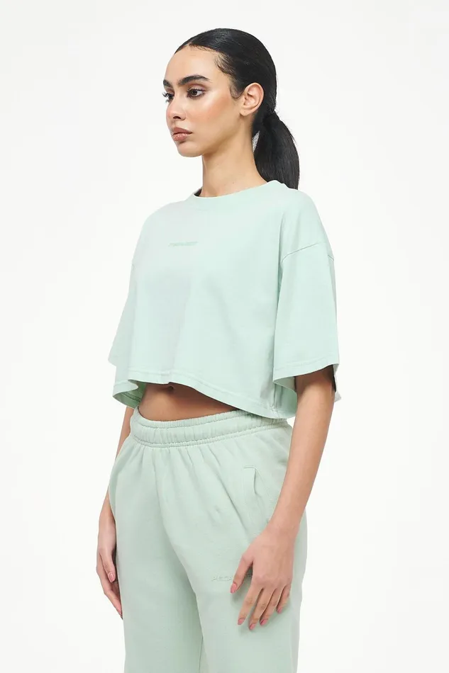 Women Pegador Tees Layla Oversized Cropped Tee Vintage Washed Milky Green Gum Women Pegador Tees Layla Oversized Cropped Tee Vintage Washed Milky Green Gum