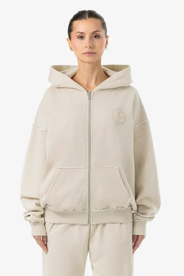 Women Pegador Zip Hoodies Johanna Oversized Sweat Jacket Light Beige Melange
