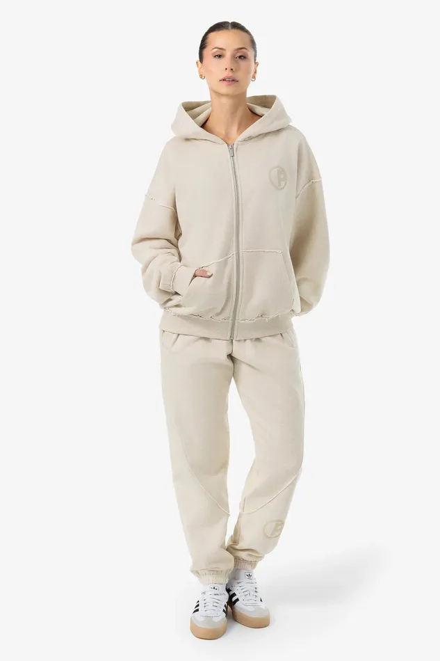 Women Pegador Zip Hoodies Johanna Oversized Sweat Jacket Light Beige Melange Women Pegador Zip Hoodies Johanna Oversized Sweat Jacket Light Beige Melange