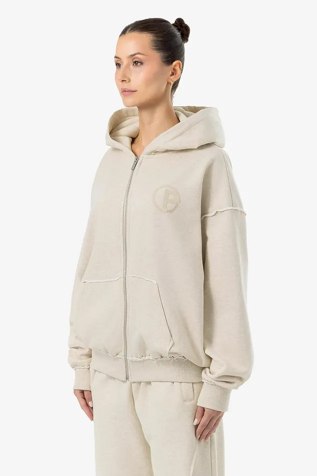Women Pegador Zip Hoodies Johanna Oversized Sweat Jacket Light Beige Melange Women Pegador Zip Hoodies Johanna Oversized Sweat Jacket Light Beige Melange