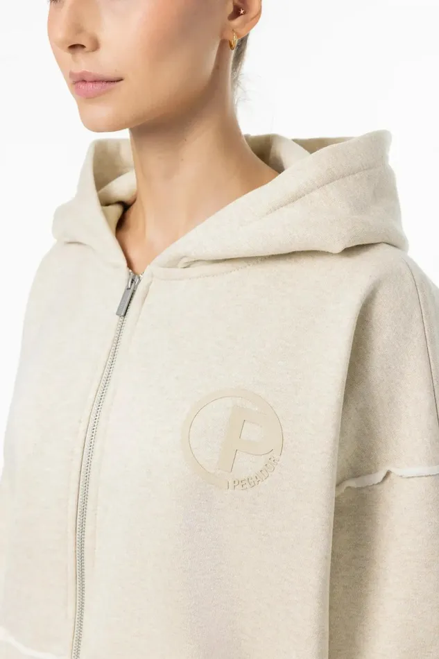 Women Pegador Zip Hoodies Johanna Oversized Sweat Jacket Light Beige Melange Women Pegador Zip Hoodies Johanna Oversized Sweat Jacket Light Beige Melange