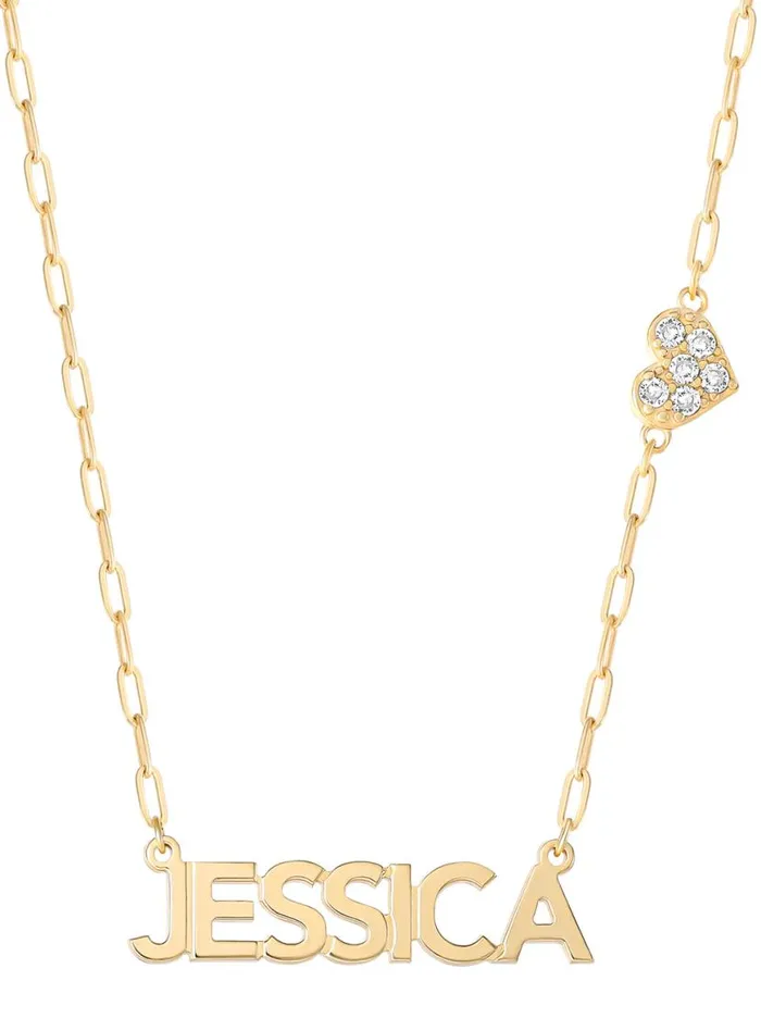 Women Personalized Necklace With Pav Cubic Zirconia Charm 8211 Gold Jessica Simpson Necklaces