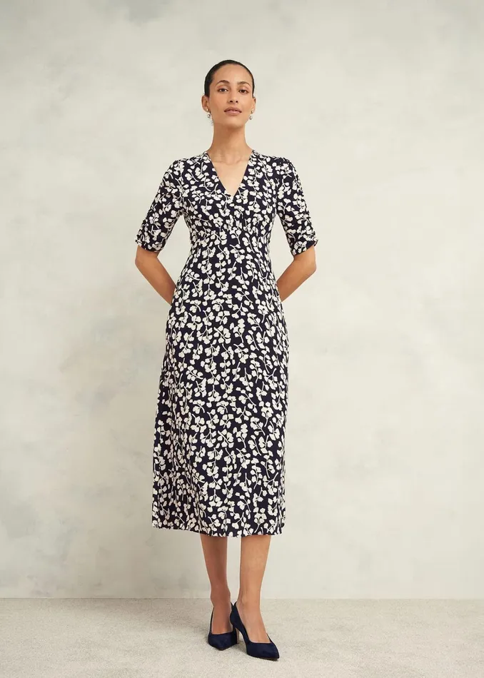 Women Petite Bonnie Dress Navy Cream Hobbs Dresses and Jumpsuits