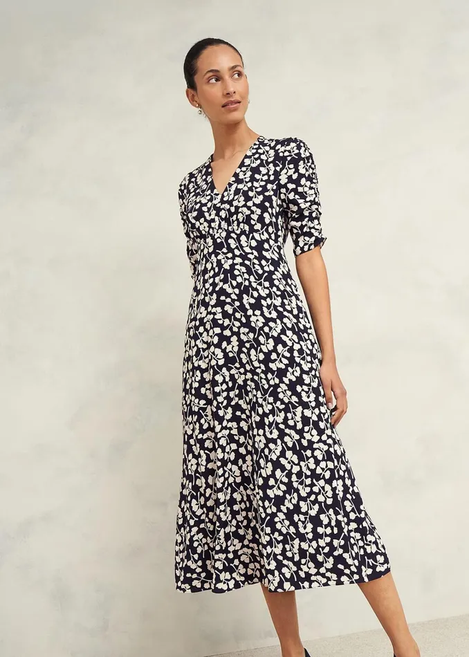 Women Petite Bonnie Dress Navy Cream Hobbs Dresses and Jumpsuits