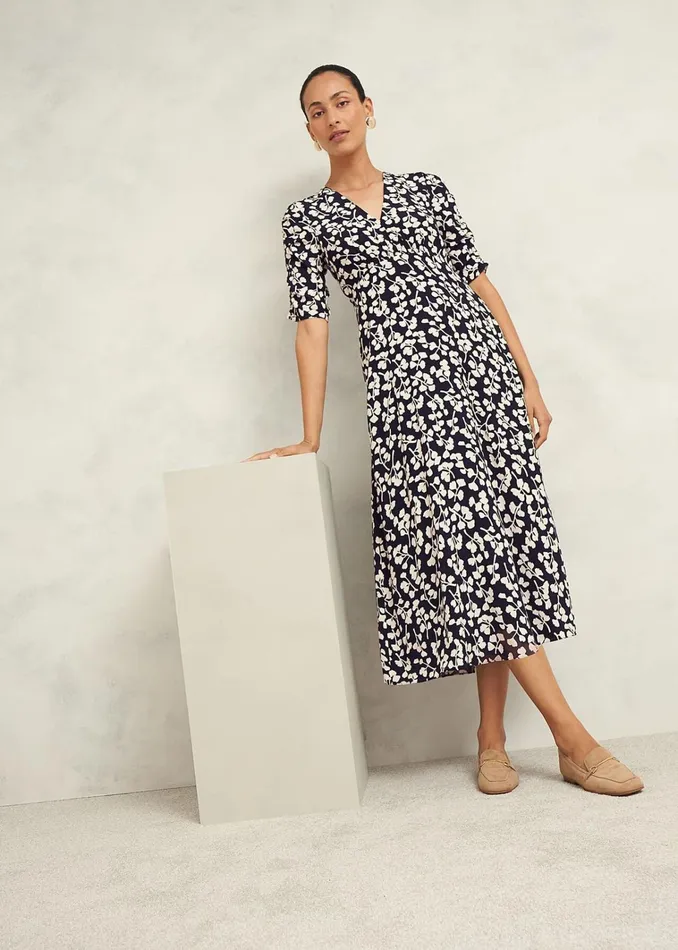 Women Petite Bonnie Dress Navy Cream Hobbs Dresses and Jumpsuits