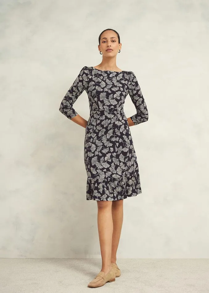 Women Petite Ginny Jersey Dress Navy Cream Hobbs Dresses and Jumpsuits