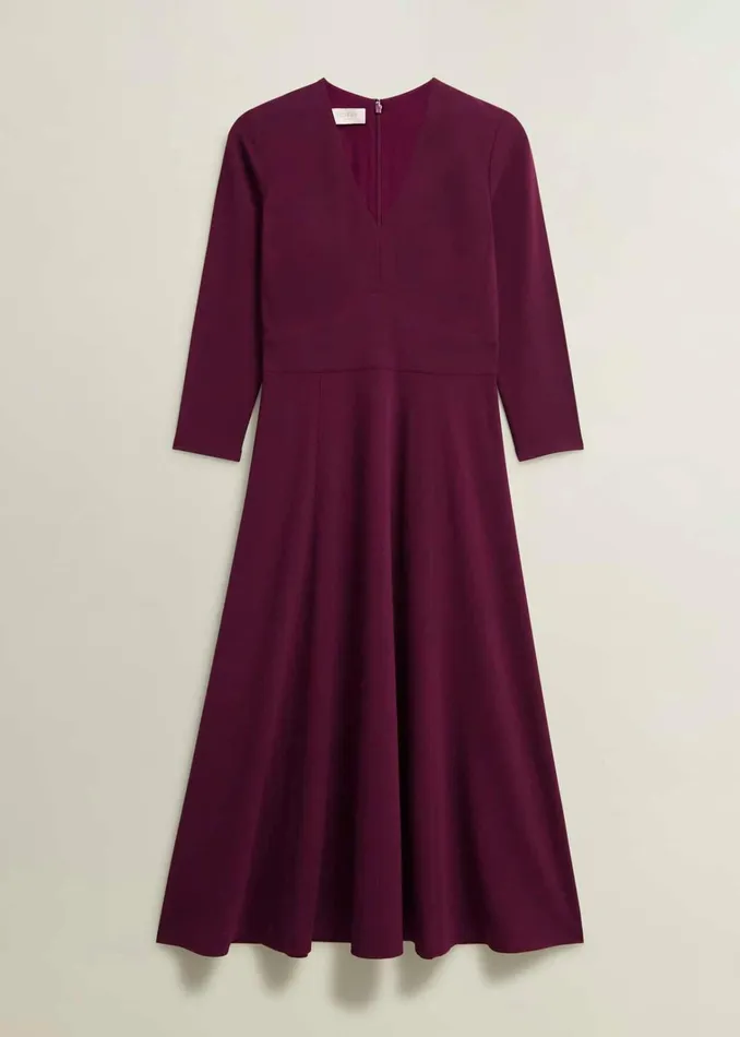 Women Petite Mirabel Ponte Dress Warm Plum Hobbs Dresses and Jumpsuits