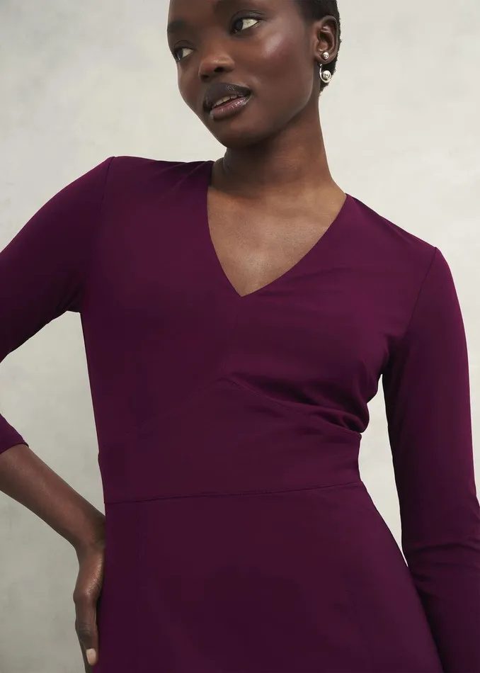 Women Petite Mirabel Ponte Dress Warm Plum Hobbs Dresses and Jumpsuits