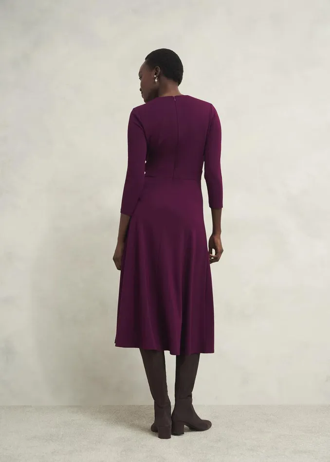 Women Petite Mirabel Ponte Dress Warm Plum Hobbs Dresses and Jumpsuits